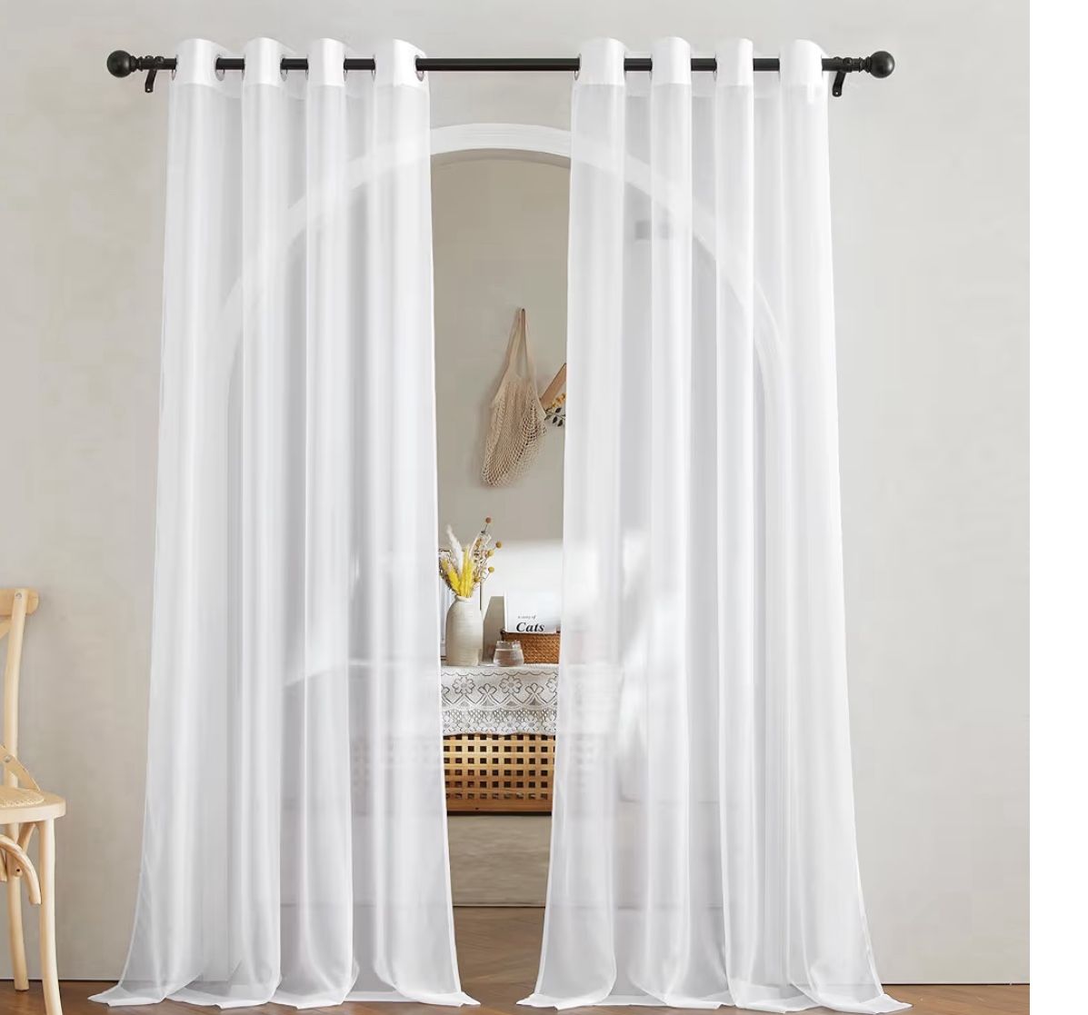 NEW 8 Panels  Sheer window  Curtains, Soft Airy Breathable& Light Weight Elegant Window Treatments With Light Fi