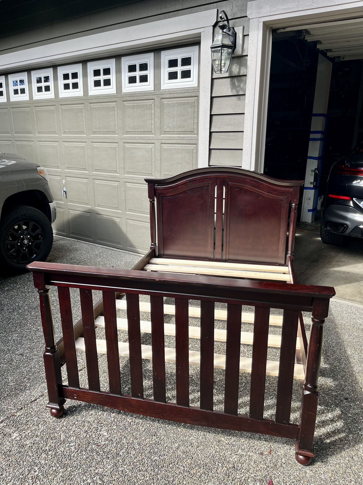 Full sized Bed - Head & Footboard, Frame & Mattress