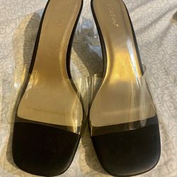 Bamboo Black And Clear Heels Size 10