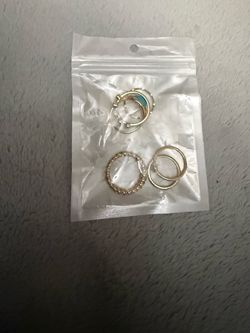 Gold-Tone Ring Set with Turquoise Accent