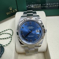New Style Rolex 126334 Datejust 41 Blue Roman 18k WG Flutted Bezel (FULL SET)