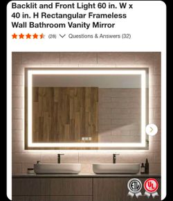 Frameless bathroom mirror