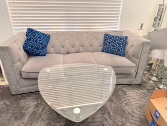 Dark gray velvet matching sofas set