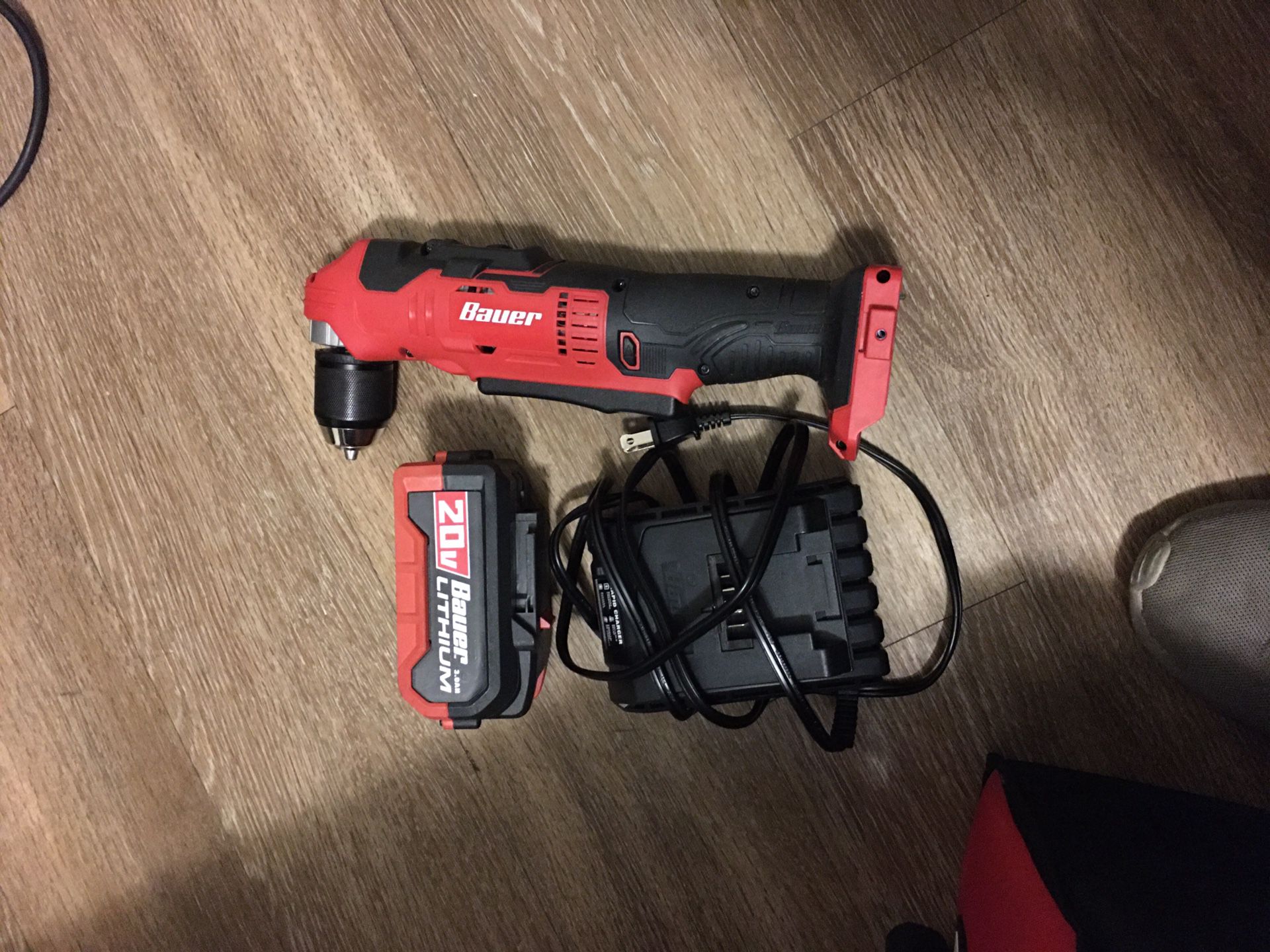 Bauer right angle drill with battery and charger