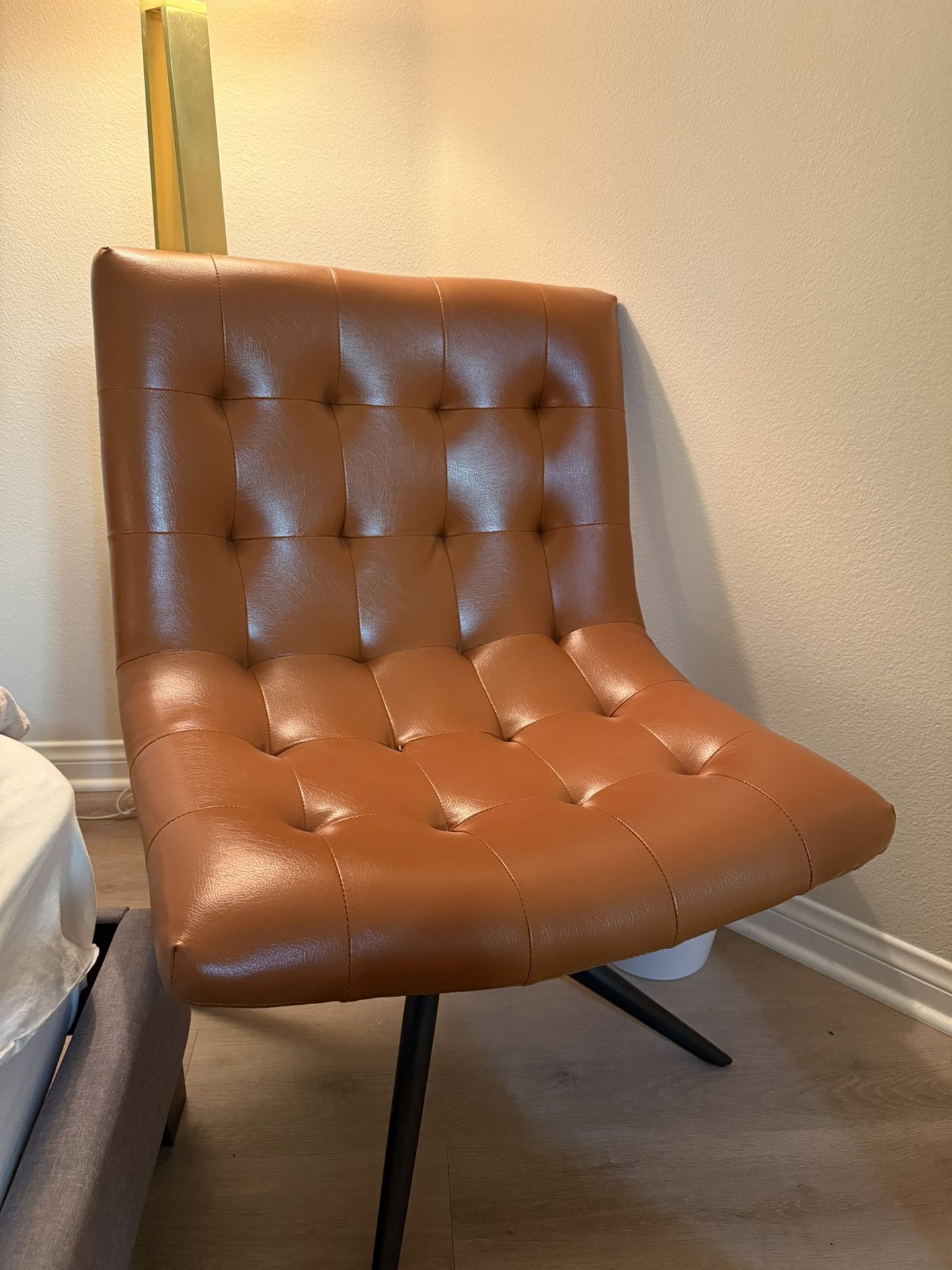 Faux Leather Tufted Accent Chair