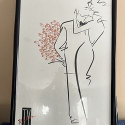 Vintage Postmodern Wall Art by Ty Wilson "The Date" Romantic Red Flowers Unopened Roses