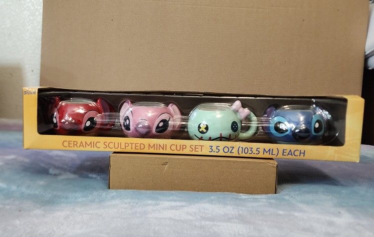 Disney Stitch Ceramic Mini Cup Set 💙🌺 ☕️