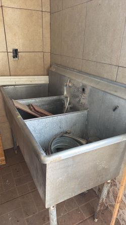 3 Compartment Sink 18”L x 21”W Bowls 12” Deep