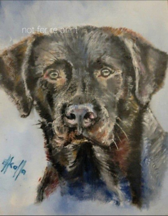 LAB Lover Art Original Oil Painting Depicting Chocolate Labrador