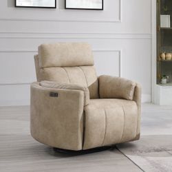 Elison Beige Power Motion Glider Recliner W/Swivel