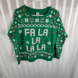 Find La La Men's Green Ugly Christmas Sweater Size Large