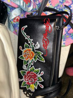 Ed hardy black leather bag