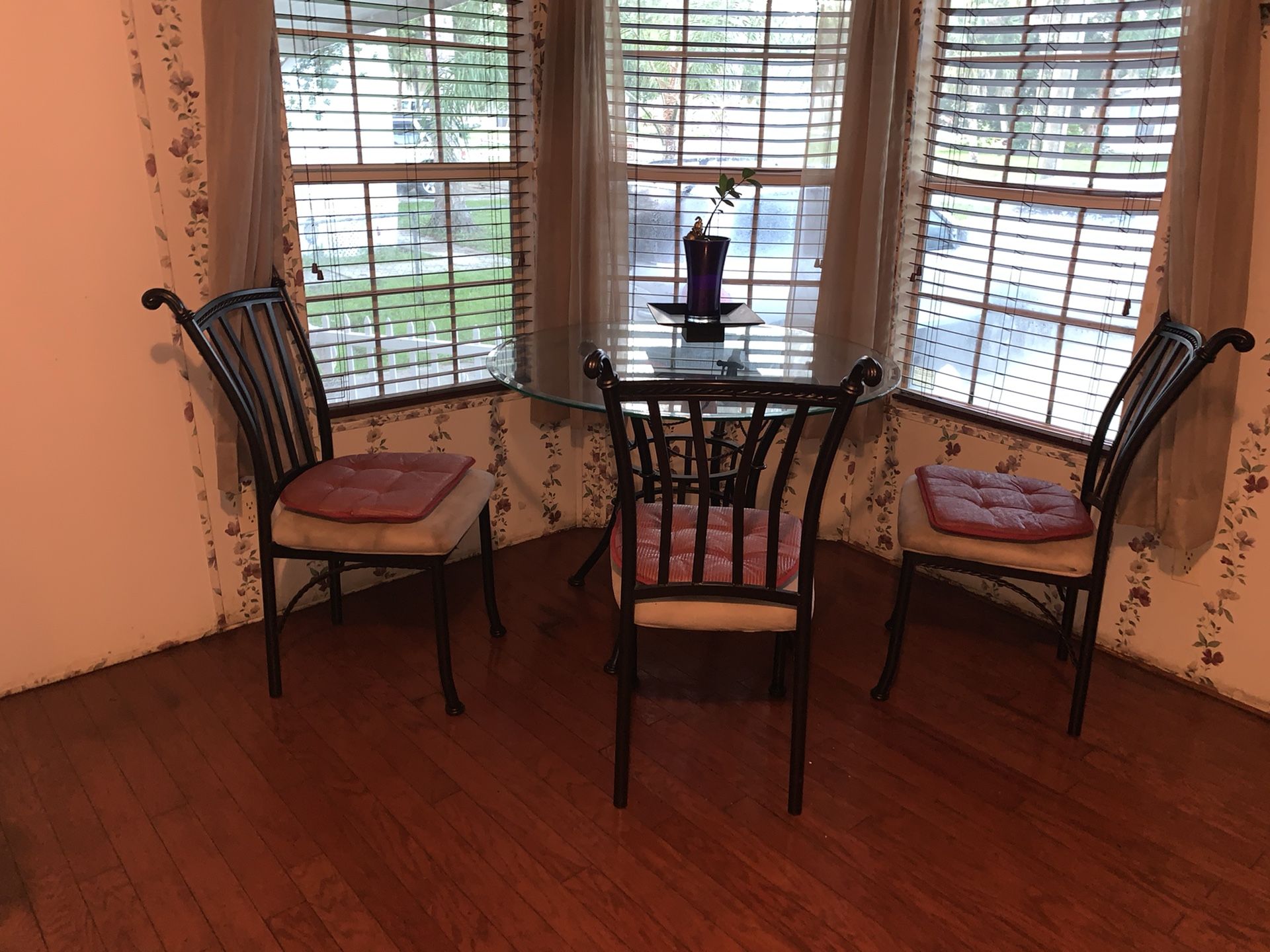 Glass Kitchen Table W/ 4 Chairs 