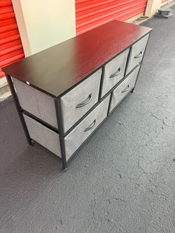 7-Drawer Fabric Dresser with Wood Top