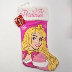 NWT Rare Disney Princess Aurora Sleeping Beauty 16" Embroidered Christmas Stocking