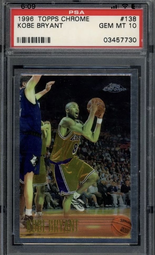 1996 TOPPS CHROME KOBE BRYANT ROOKIE RC #138 PSA 10