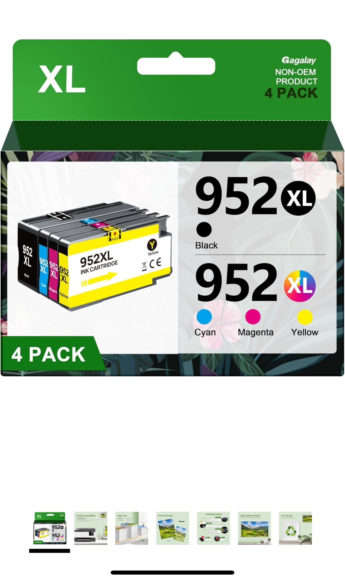 952XL Ink Cartridges Combo Pack Latest Upgrade Replacement for HP 952 XL Ink Cartridges Work with Officejet Pro 8 8 8 8725 (4 