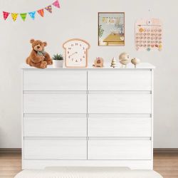NEW! 8 Drawer Dresser White With Storage Drawers 