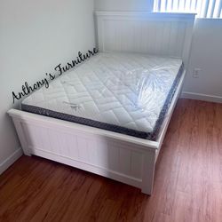 White Full Size Bed Nd Bamboo Mattress 