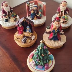 Christmas figurine jar toppers,  Six