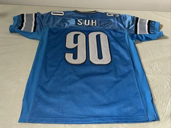 Authentic Ndamukong Suh Detroit Lions Jersey Men 50 Sewn Clean NFL Blue Reebok