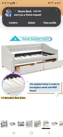 Upholstered Daybed Frame with Storage Drawers