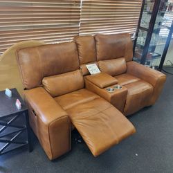 Brown Leather power Recliner Loveseat from Ashley