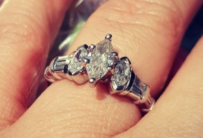 Marquis Diamond Ring With Wedding Band