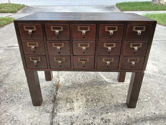 Vintage Library Card Catalog
15 Drawer 
Drexel/ Southern Desk Co 33"W x 17"D x 26.75" H