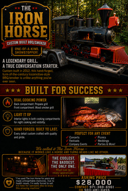 Custom Designed Turn of the Century Locomotive Smoker/BBQ Showstopper!!