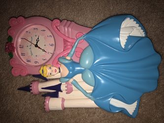Princess items: clock,sleeping bag, boom box, whiteboard, floral wall hanger