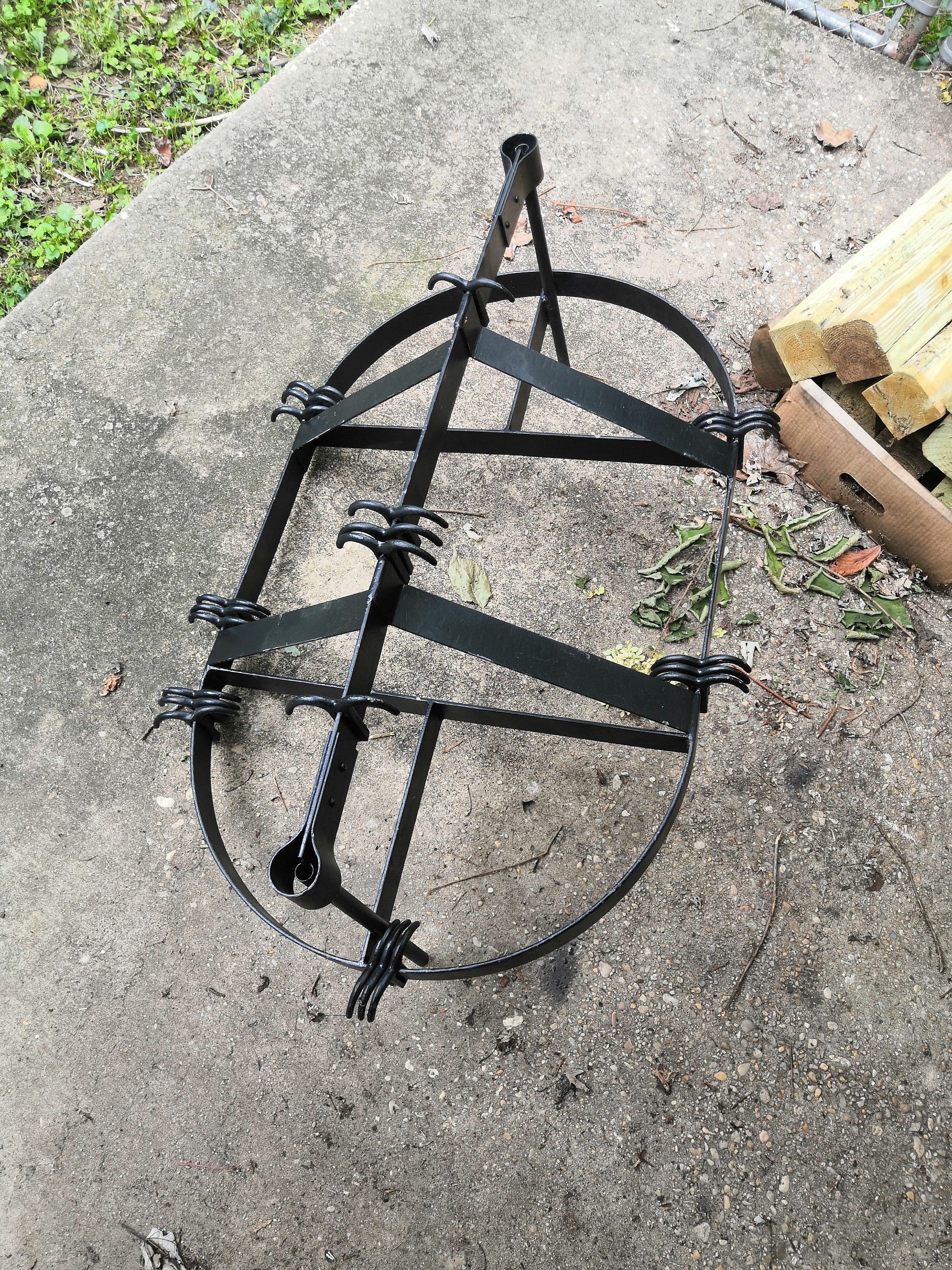 Wrought Iron Pot and Pan Rack for Farm Kitchen