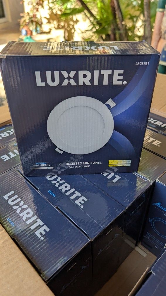 Luxrite LR 23761 6" Recessed mini panel led light  1000 lumens new in box $15 each 80 available  