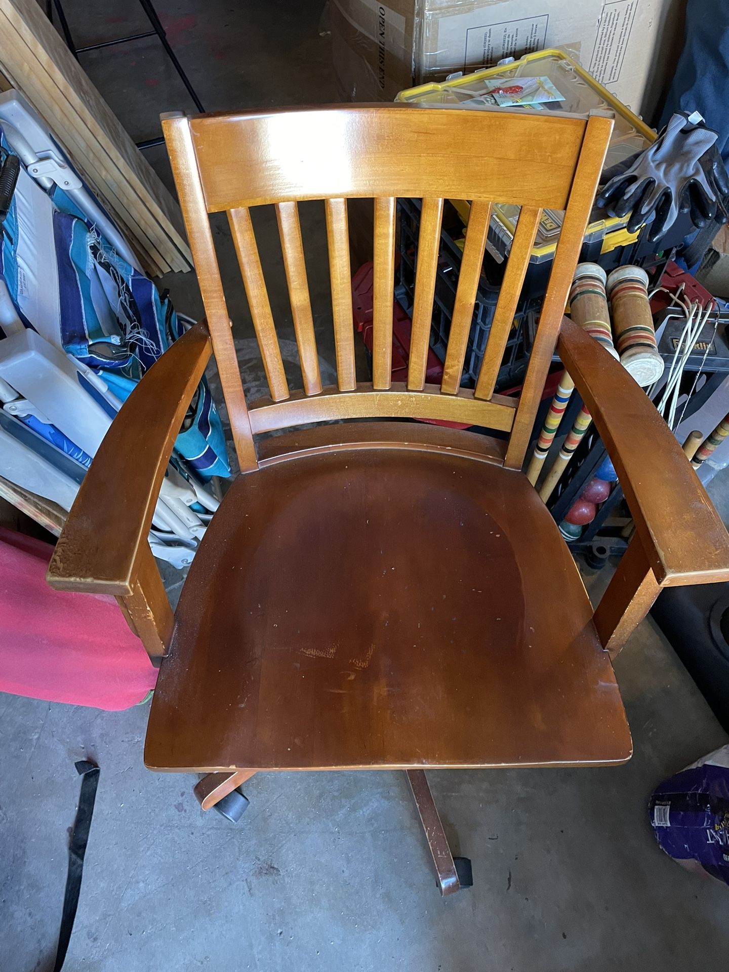 Rolling Wooden Office Chair