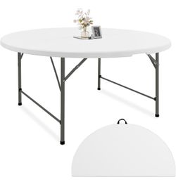 White 5ft round Plastic Folding Table