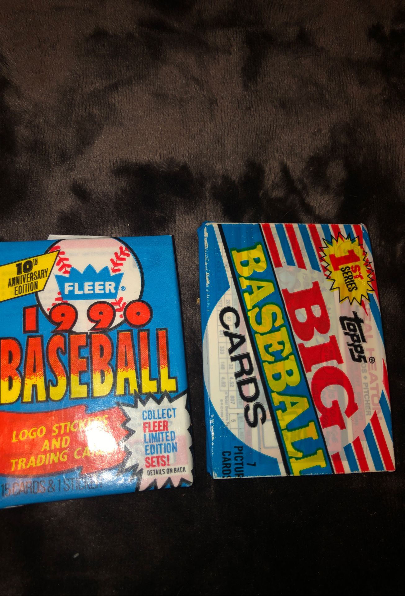 Vintage baseball card packs never opened