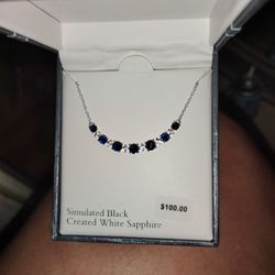 Silver Black Diamond Necklace 
