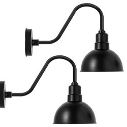 Farmhouse Outdoor Gooseneck Barn Light, Wall Mount,Black Finish - 2 Pack