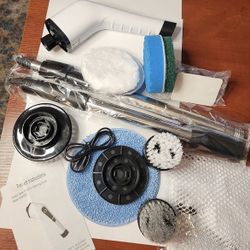 Electric Spin Scrubber, Cordless with 8 Replaceable Drill Brushg Heads, Shower Cleaning Brush with Adjustable Handle  Brand new  Only pickup