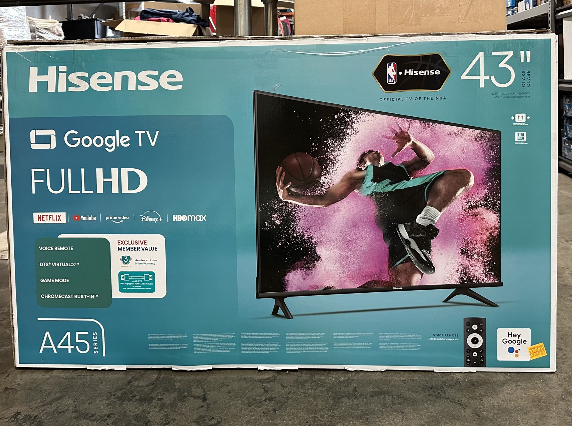 Hisense 43” Class A4 Series Full HD 1080p LED Google Smart TV Brand New In Box