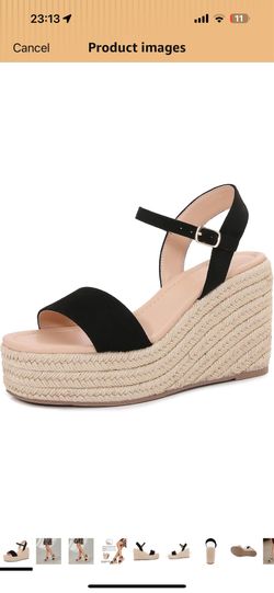 Brand new Women's Raffia Strap Espadrille Wedge Sandals - Ankle Buckle Platform Wedges Open Toe Summer Beach Casual Shoes