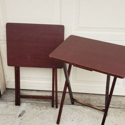 Folding TV Tray Table Brown Walnut  L 19 x  W 15 x H 26  Good Clean  Condition. Both For $12