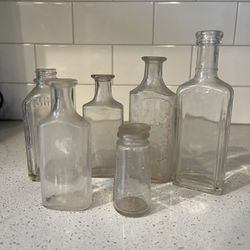 Lot Of Old Bottles Apothecary Vintage Antique Glass