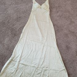 OFF GOLD SATIN HALTER MAXI DRESS