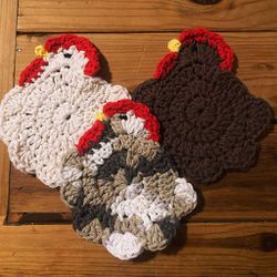Handmade Crochet Chickens Hens