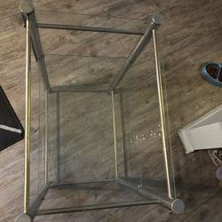 Gold Bar & Glass Shelving Unit