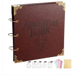 Leather Scrapbook Photo Album with 3 ring photo binder Handmade DIY Memory Book Kit for Couples, Friends, Babies & Parents Gifts(Decorative Stickers, 