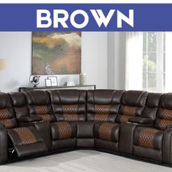 New Sectional Recliner Brown 2 Tones K Furniture And More 