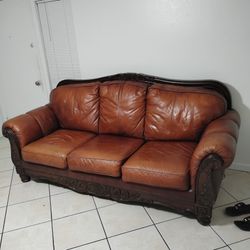 Real Leather.Sofa And Loveseat.$300