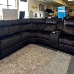 Dark gray sectional Manual Recliner sofa